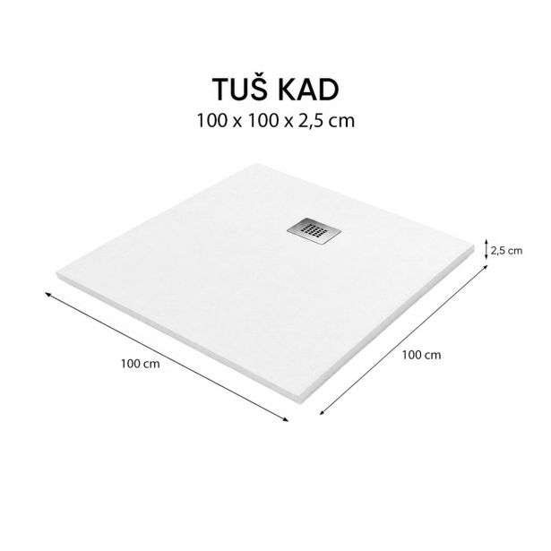 TUŠ KAD HIDRONATUR CLASSIC S SIFONOM 100X100