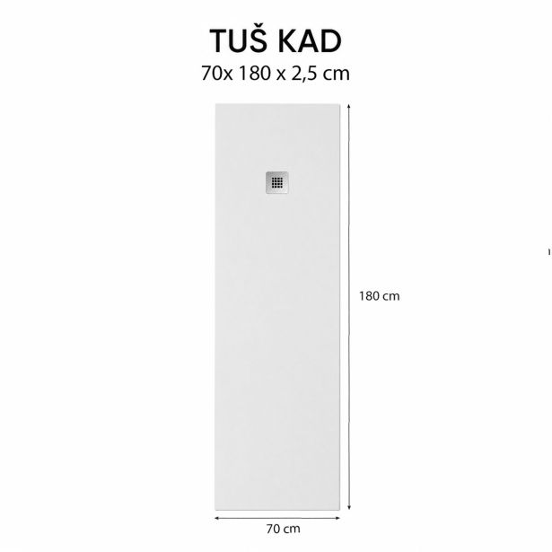 TUŠ KAD HIDRONATUR CLASSIC S SIFONOM 70X180