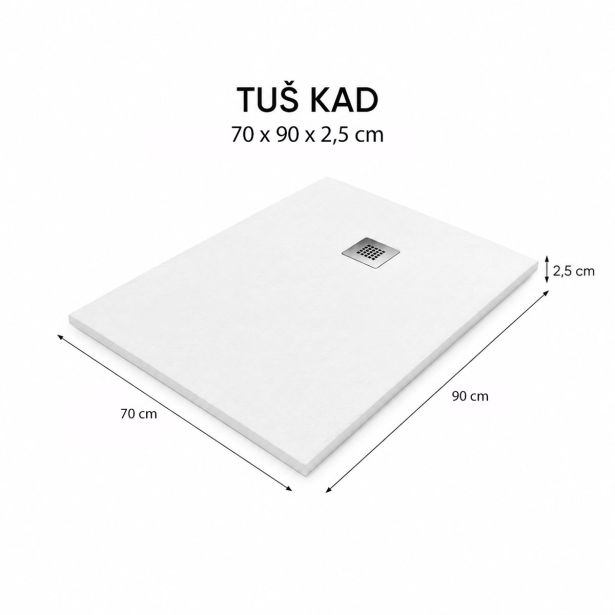 TUŠ KAD HIDRONATUR CLASSIC S SIFONOM 70X90