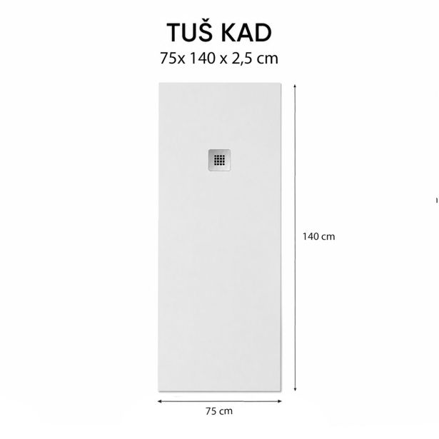 TUŠ KAD HIDRONATUR CLASSIC S SIFONOM 75X140