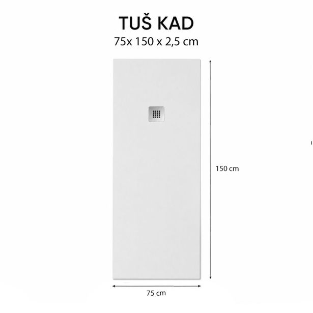 TUŠ KAD HIDRONATUR CLASSIC S SIFONOM 75X150