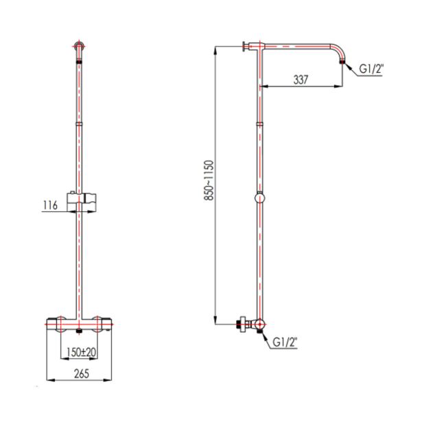TUŠ SISTEM  BLITZ COOL 527/K SAMOSTOJEČA TERMOSTATSKA