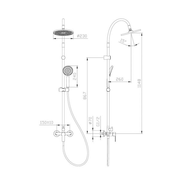 TUŠ SISTEM INTER CERAMIC ALISADO SILIKON/MEDENINA GUN SIVA