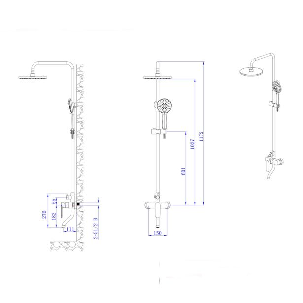 TUŠ SISTEM INTER CERAMIC Z TUŠ ROČKO 5 FUNKCIJ GUN SIVA