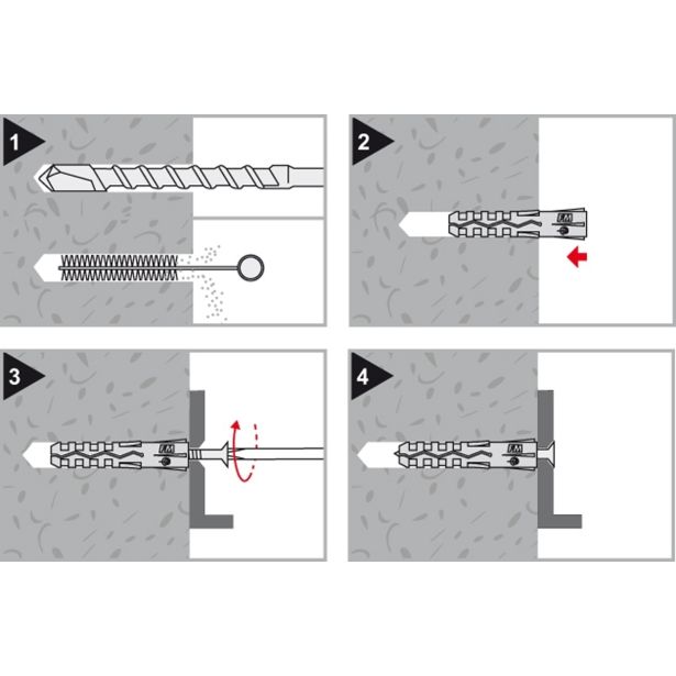 ZIDNI VLOŽEK Z VIJAKOM TUVT 10X50 VLOŽEK + VIJAK ZAV=4 KOS