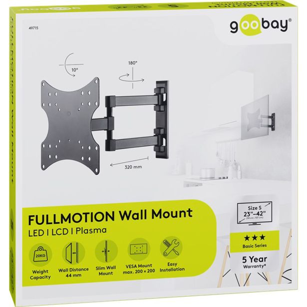 TV NOSILEC GOOBAY MONITOR NOS. STENSKI FULL MOTION S 23" TO 42" 20KG