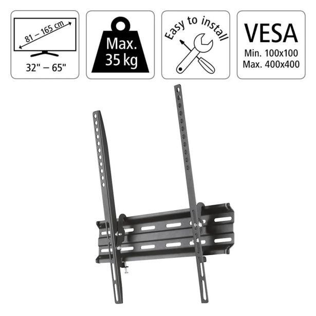 TV STENSKI NOSILEC, NAGIBEN, 165 CM (65") DO 35 KG, RAZMIK MED STENO 2,8 CM