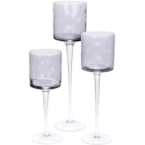 SVEČNIK EH UČINEK SIVEGA LESKA, Z ZVEZDICAMI, 3/1