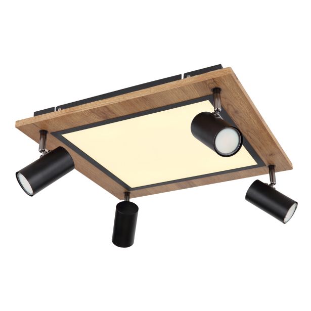 NADGRADNA STROP. SVETILKA ULLA 24W ČRNA / LES WW KVADRATNA V.