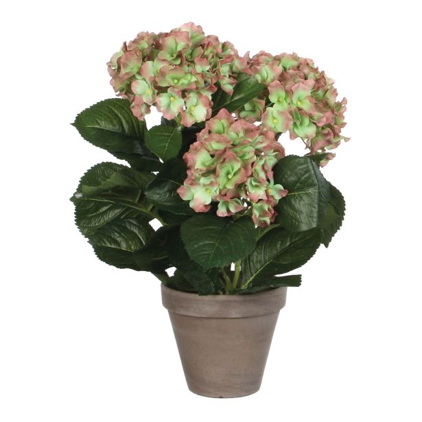 UMETNA LONČNICA MICA HORTENZIJA ZELENA V SIVE H40XD35CM