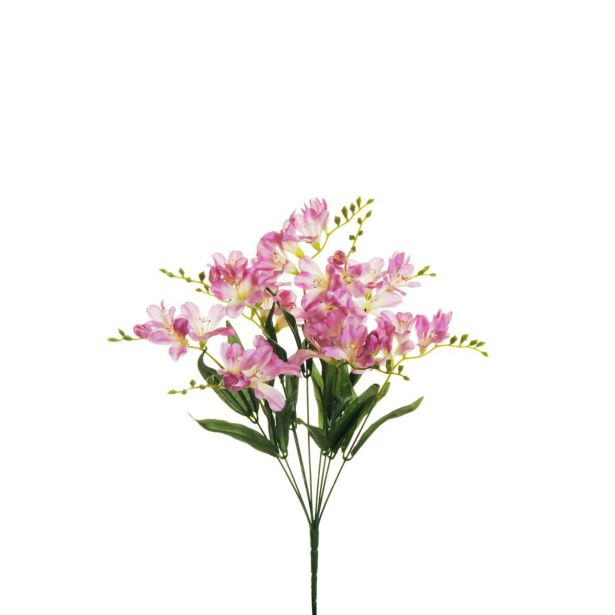 UMETNO CVETJE EVERGREENS FREZIJA V ŠOPKU LILA 50 CM