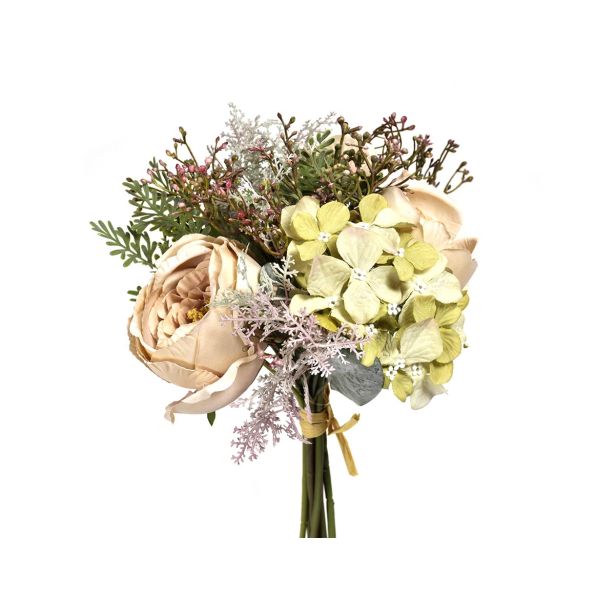 UMETNO CVETJE VRTNICA, HORTENZIJA ŠOPEK H32CM KREM/ZELENA