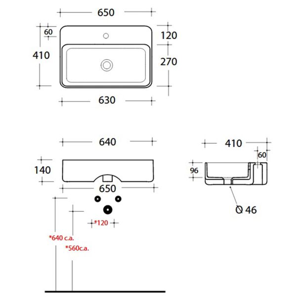UMIVALNIK OLYMPIA TRATTO 65X41X14 CM STENSKI