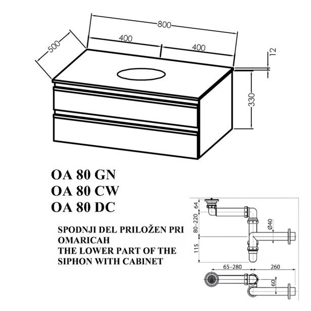 UMIVALNIŠKA ENOTA KOLPA SAN OA 80 DC ALEXIS BREZ UMIVALNIKA