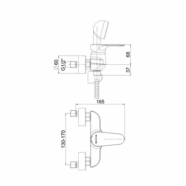 UNITAS ENOROČNA ARMATURA ZA TUŠ/KAD S TUŠ ROČKO INFINITY
