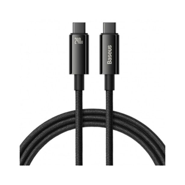 BASEUS PODATKOVNI KABEL CAWJ040201 TUNGSTEN GOLD QC TYPE C NA TYPE C 240W 3M - ČRN