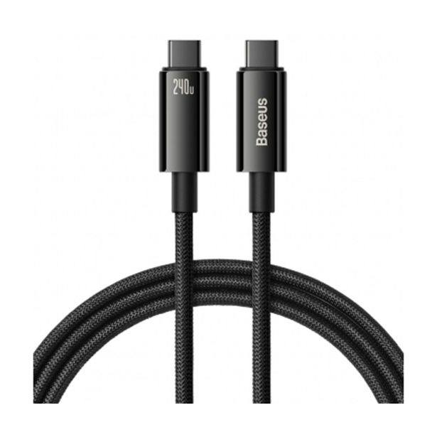 BASEUS PODATKOVNI KABEL CAWJ040201 TUNGSTEN GOLD QC TYPE C NA TYPE C 240W 3M - ČRN