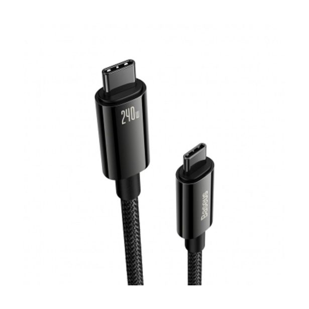 BASEUS PODATKOVNI KABEL CAWJ040201 TUNGSTEN GOLD QC TYPE C NA TYPE C 240W 3M - ČRN