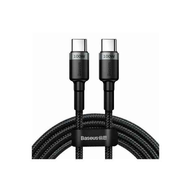 USB KABEL BASEUS KABEL USB-C/USB-C 2M 100W BASEUS CAFULE ČRNA+SIVA