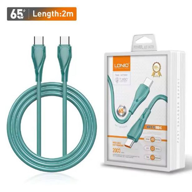 USB KABEL LDNIO ZA POLNJENJE IN PODATKE (C-C) 65W 2M WHITE LC612