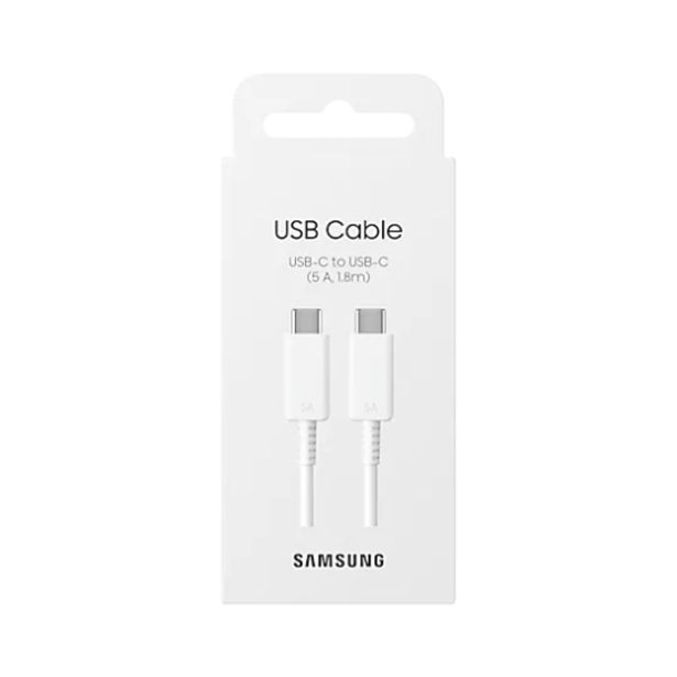 SAMSUNG PODATKOVNI KABEL EP-DX510JWE SUPER FAST CHARGE TYPE C NA TYPE C 100W 5A 1,8M - BEL (BLISTER)