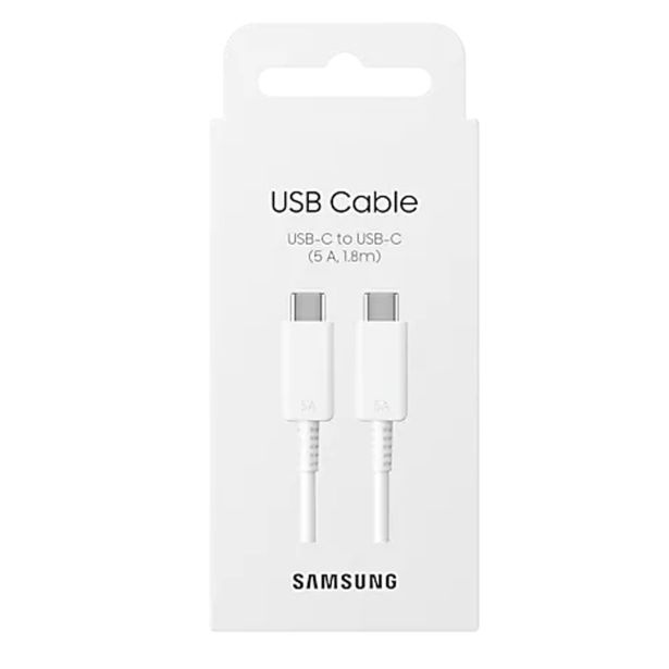 SAMSUNG PODATKOVNI KABEL EP-DX510JWE SUPER FAST CHARGE TYPE C NA TYPE C 100W 5A 1,8M - BEL (BLISTER)