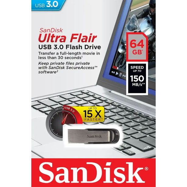 USB KLJUČ SANDISK SAN 64GB USB3.0 ULTRA FLAIR