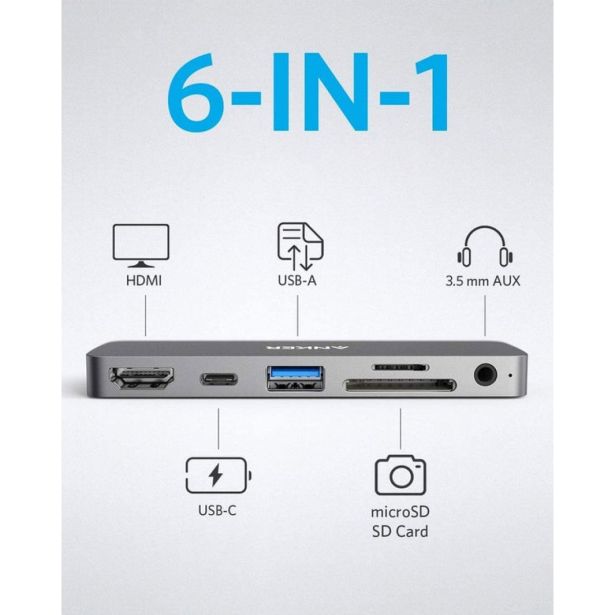 USB RAZDELILEC (HUB) ANKER 6IN1 USB-C PD HUB