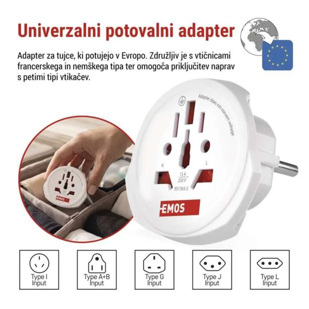 USMERNIK EMOS POTOVALNI ADAPTER P055E BEL