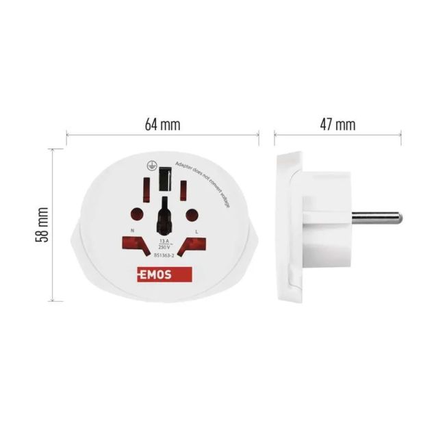 USMERNIK EMOS POTOVALNI ADAPTER P055E BEL