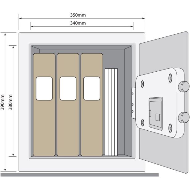 YALE TREZOR VALUE LARGE; VXŠXD 390X350X360 MM, 14,8 KG, 40 L,  Z ELEKTRONSKA KLJUČAVNICA IN DVEMA KLJUČEMA, ČRNI.