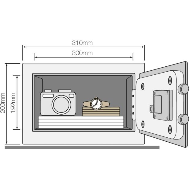 YALE TREZOR VALUE SMALL; VXŠXD 200X310X200 MM, 5,8 KG, 8,6 L,  Z ELEKTRONSKA KLJUČAVNICA IN DVEMA KLJUČEMA, ČRNI.