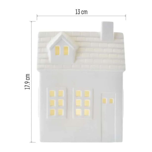 VASICA EMOS LED KERAMIČNA HIŠICA 18CM TOPLO BELA, ČASOVNIK
