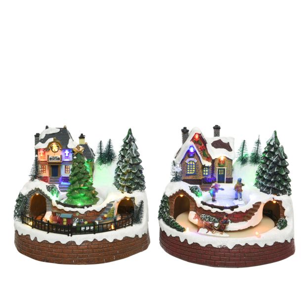 VASICA HIŠKA 17 CM 3X AA Z VLAKOM / S KONJEM SORT