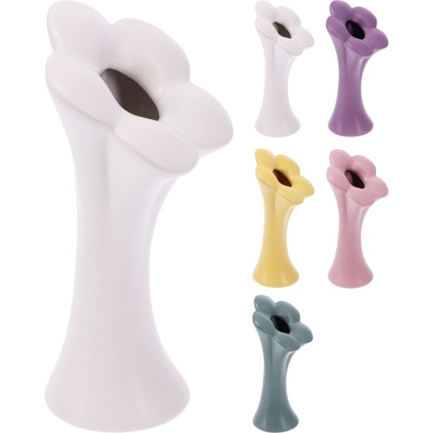 VAZA EH KERAMIČNA V OBLIKI ROŽE, SORTIRANE BARVE 22CM