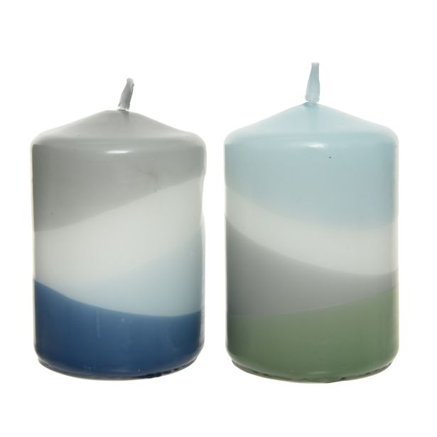 TOP SVEČA DECORIS VEČBARVNA MODRA, FI 7 CM VIŠINA 10 CM, SORT