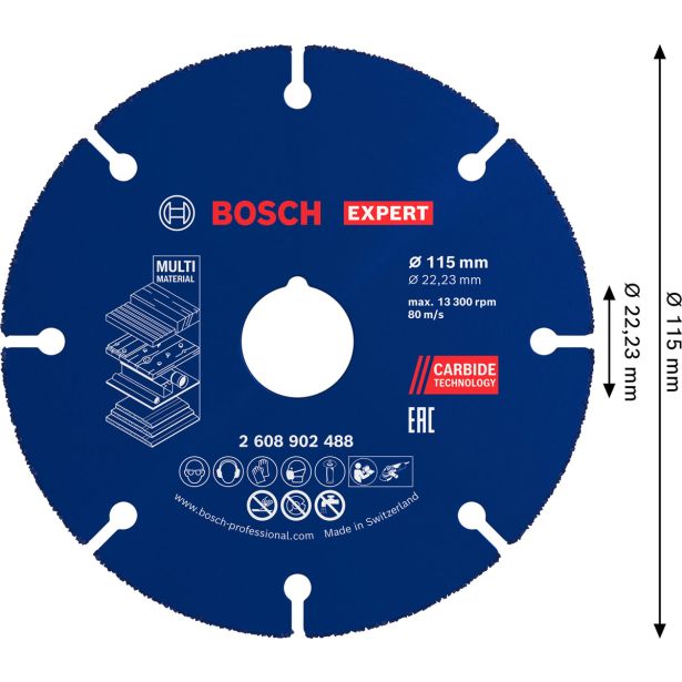 VEČNAMEN. REZALNA PLOŠČA BOSCH 115 MM. 22.23 MM