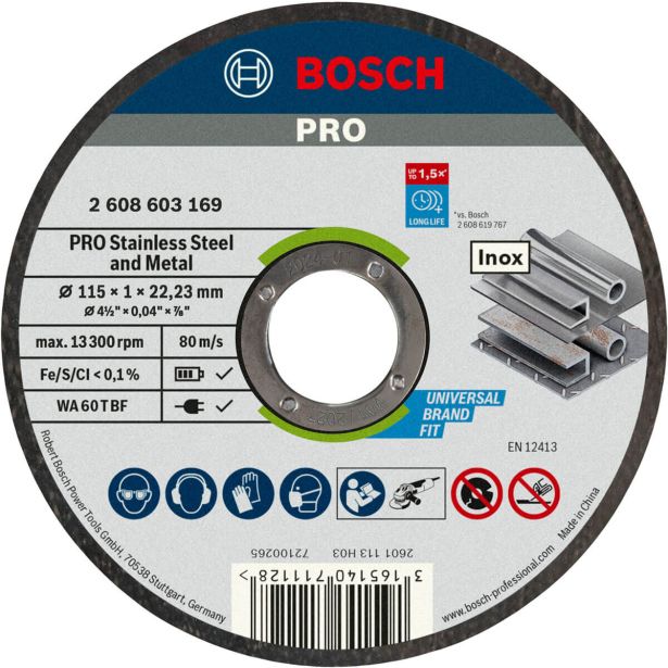 VEČNAMEN. REZALNA PLOŠČA BOSCH 115 X 1 X 22.23 MM