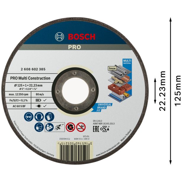 VEČNAMEN. REZALNA PLOŠČA BOSCH 125 X 1 X 22.23 MM