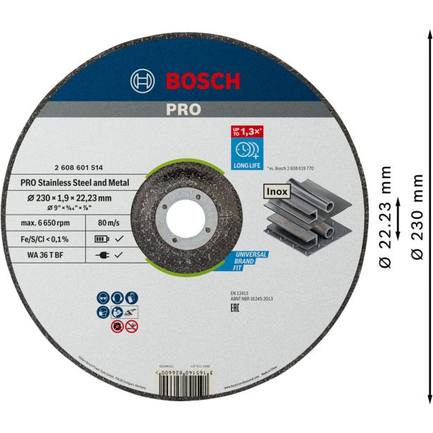 VEČNAMEN. REZALNA PLOŠČA BOSCH 230 X 1.9 X 22.23 MM
