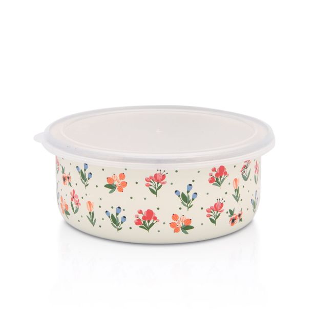 VEČNAMENSKA CILINDRIČNA POSODA ZA SHRANJEVANJE S PLASTIČNIM POKROVOM 16 CM/1,7 L, CVETLIČNE RADOSTI