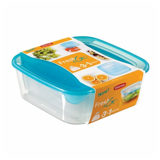 VEČNAMENSKA DOZA CURVER FRESH&GO KVAD. 4/1 TRANSPARENTNO/MODRE