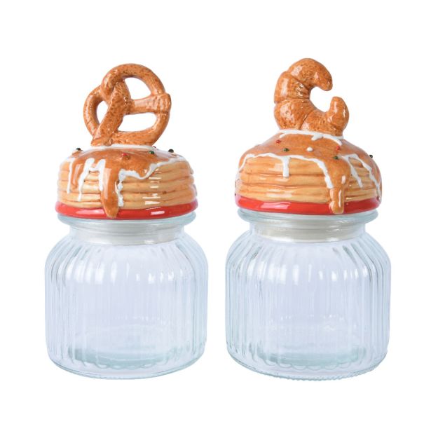 POSODA ZA SHRANJEVANJE DECORIS 11X11X21 CM STEKLENA BOŽIČNI MOTIV