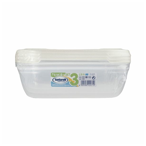 POSODA ZA SHRANJEVANJE TONTARELLI 3X15 L NUVOLA 21.4X15X6CM PRAVOKOTNA CREAM