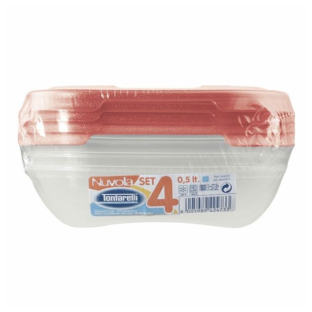 VEČNAMENSKA DOZA TONTARELLI 4X0.5 L 15.8X15.8X7.5 CM NUVOLA KVADRATNA