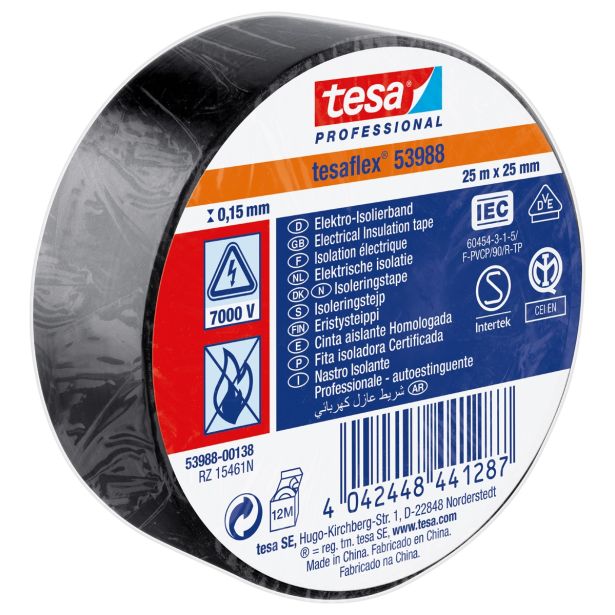 VEČNAMENSKI LEPILNI TRAK TESA ELEKTRO IZOLIRNI TRAK ČRN 25MX25MM