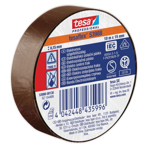 VEČNAMENSKI LEPILNI TRAK TESA ELEKTRO IZOLIRNI TRAK RJAV 10MX15MM