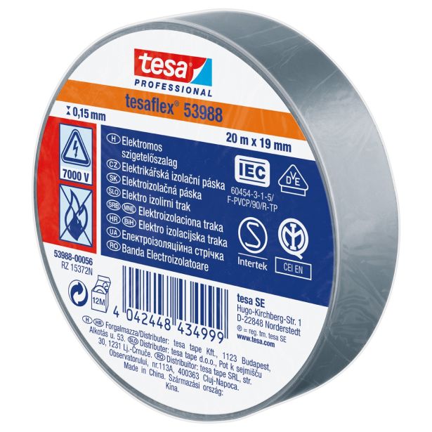 VEČNAMENSKI LEPILNI TRAK TESA ELEKTRO IZOLIRNI TRAK SIV 20MX19MM