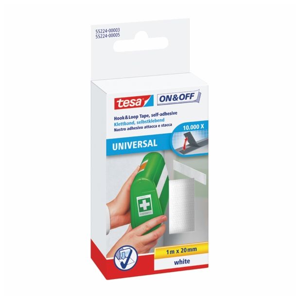VEČNAMENSKI LEPILNI TRAK TESA SAMOLEPILNI SPRIJEMALNI BEL 1 M X 20 MM