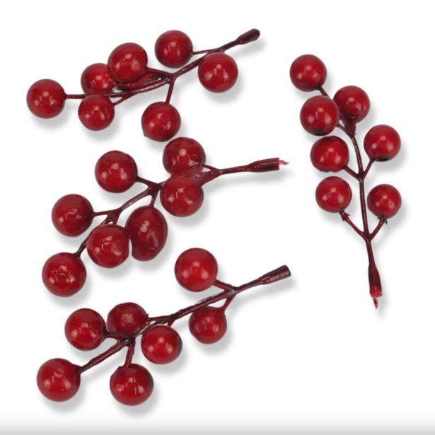 VEJICE Z RDEČIMI JAGODMI, 10CM, SET 4